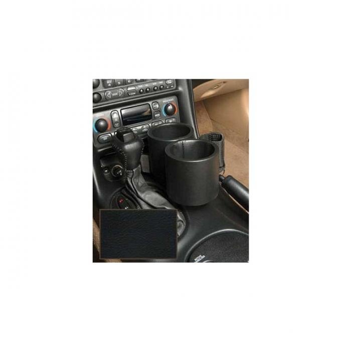 Corvette Two-Drink/Cell Phone Holder, Console, Black Vinyl,Plug & Chug, 1997-2004