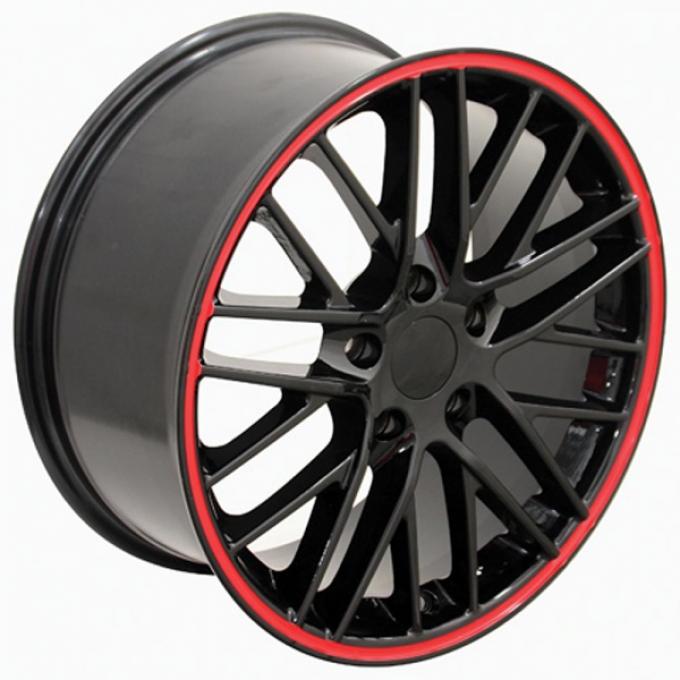 Corevtte 18 X 8.5 C6 ZR1 Reproduction Wheel, Black With RedBanding, 1988-2004