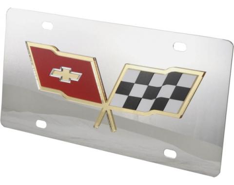 Corvette License Plate, Mirror Style, With Gold Logo