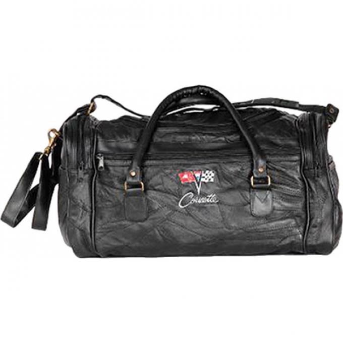 Corvette Leather Road Trip Bag With C2 Embroidered Emblem