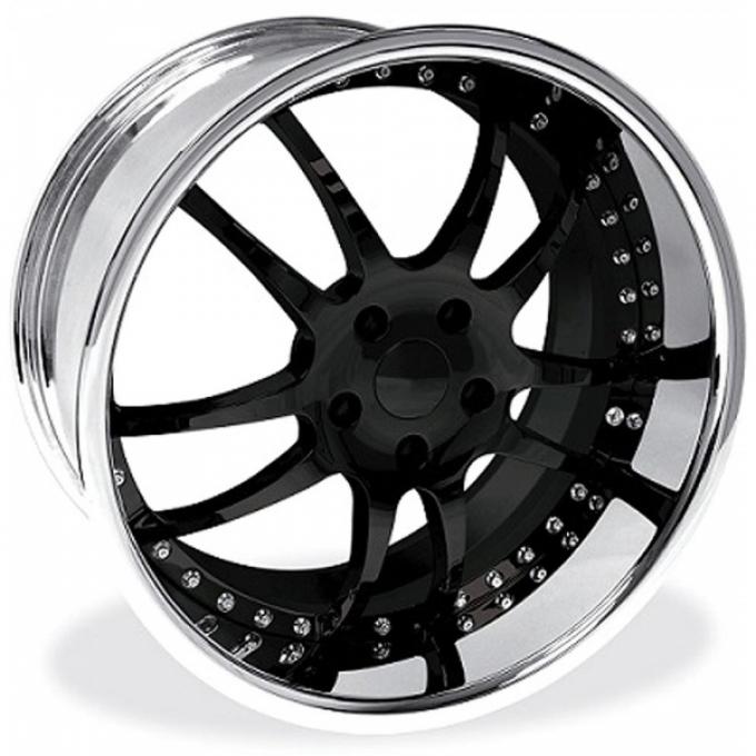 Corvette Wheel Package, Custom Black, Chrome Lip, 19x9.5" Front, 20x11" Rear, 2005-2013