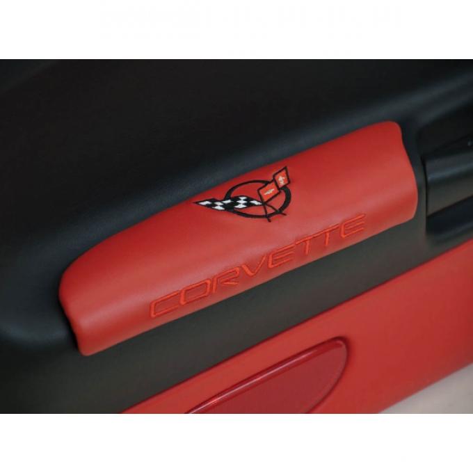 CA 1997-2004 Chevrolet Corvette Leather Armrest Pads with C5 Logo