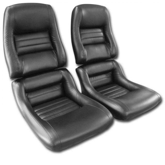 CA 1979-1982 Chevrolet Corvette Mounted Driver Leather Seat Covers Leather/Vinyl 2" Bolster 481420 | 59-96 Black