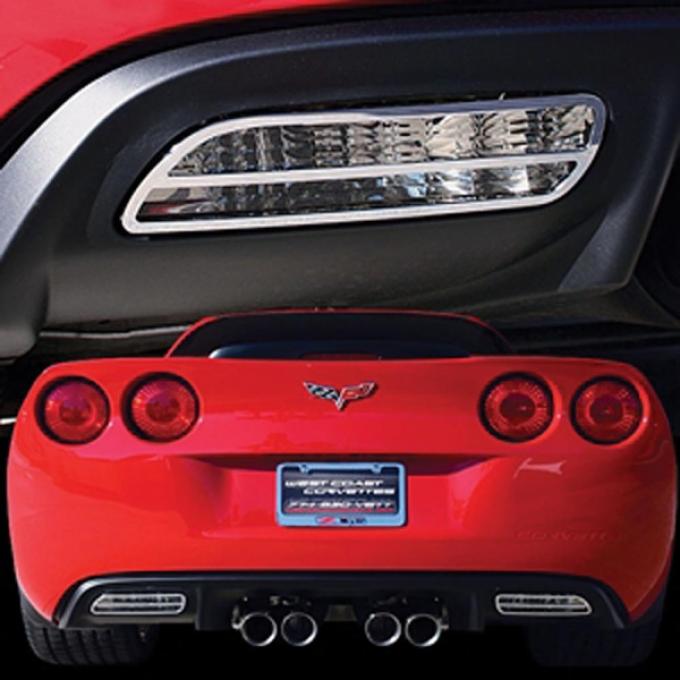 Corvette Reverse Light Bezels, Billet Chrome, Pair, 2005-2013