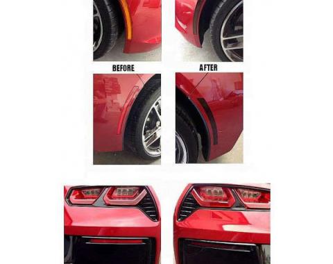 Corvette Blackout Side Marker And Lower Rear Bumper Reflector Acrylic Covers, 2014-2017