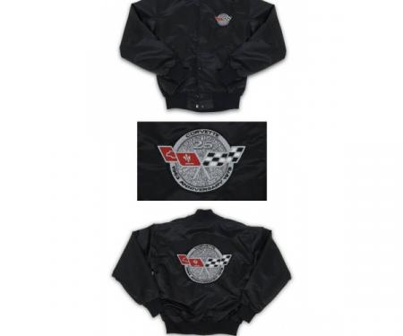 Corvette Satin Jacket, With C3 1978 Silver Anniversary Logo, Black