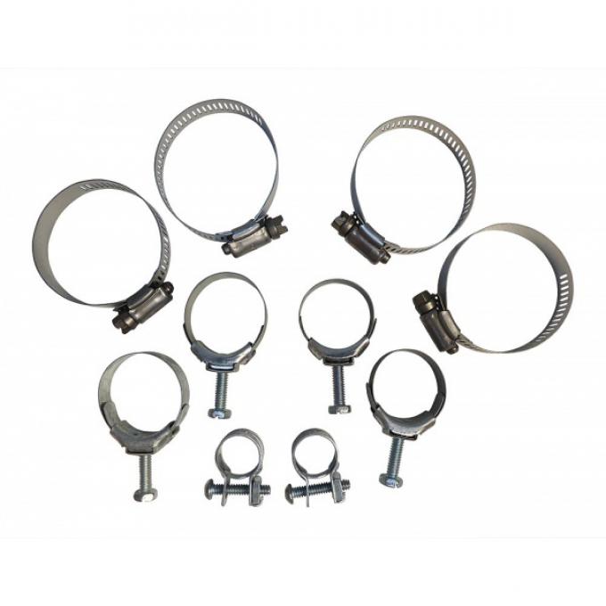 Corvette Radiator/Heater Hose Clamp Kit, For Cars With Air Conditioning, 350ci, 1970-1972
