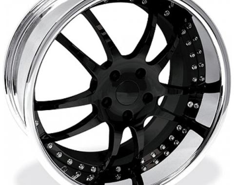 Corvette Wheel Package, Custom Black, Chrome Lip, 19x9.5" Front, 20x11" Rear, 2005-2013
