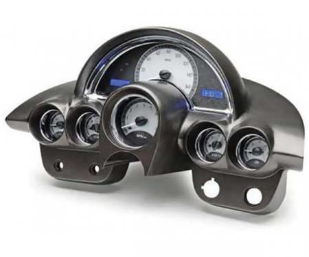 Corvette C1 VHX Series Digital Dash With Satin Alloy Style Face And Blue Display, 1958-1962