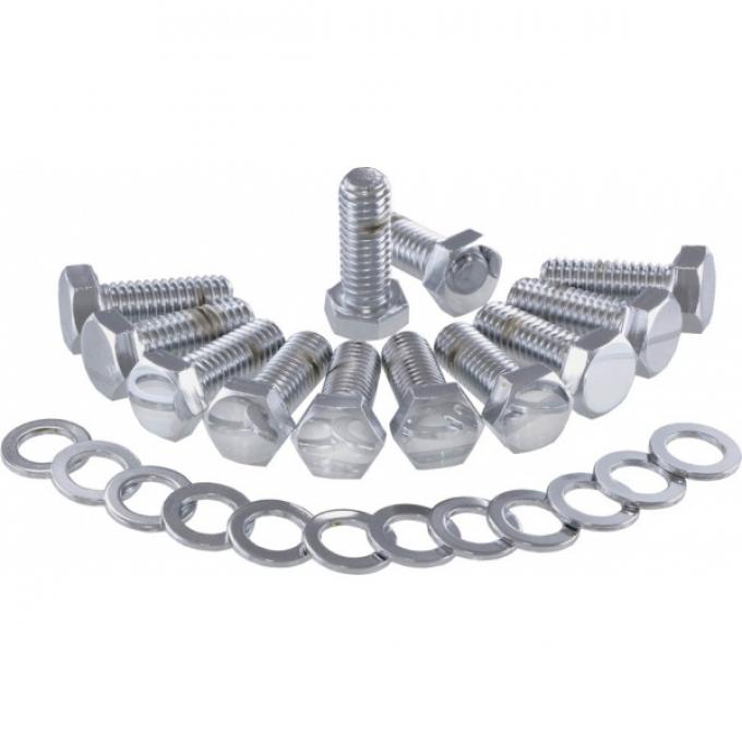 Corvette Intake Manifold Bolt Kit, Chrome, Small Block, 1955-1986Early