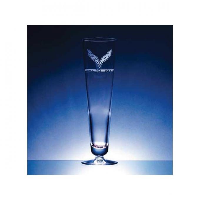Corvette Crystal Large Elegante Pilsner Glass Set Of Four by Luigi Bormioli for C7 Corvettes - 17 Ounce