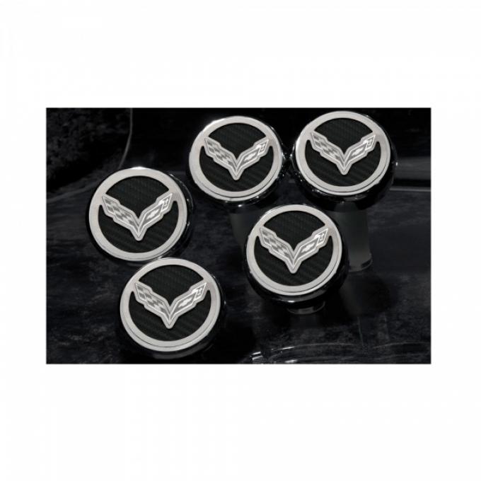 Corvette American Car Craft Fluid Cap Cover Set, 5 peice, Flag Emblem| 25-349518 Z06/Z51 Stingray 2014-2017
