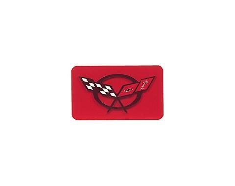 Corvette Exhaust Plate, Torch Red with C5 Logo, 1997-2004