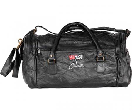 Corvette Leather Road Trip Bag With C2 Embroidered Emblem