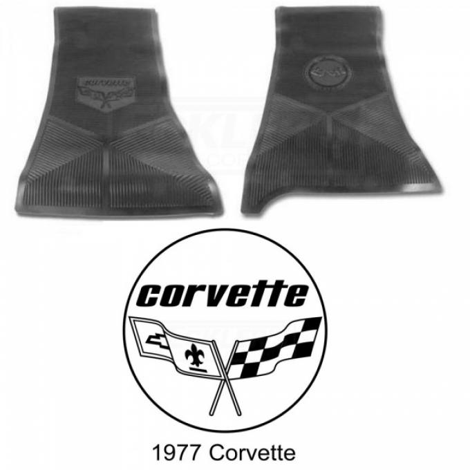 Legendary Auto Interiors Ltd Rubber Floor Mats, With C3 Logo| 25-13327 Corvette 1977