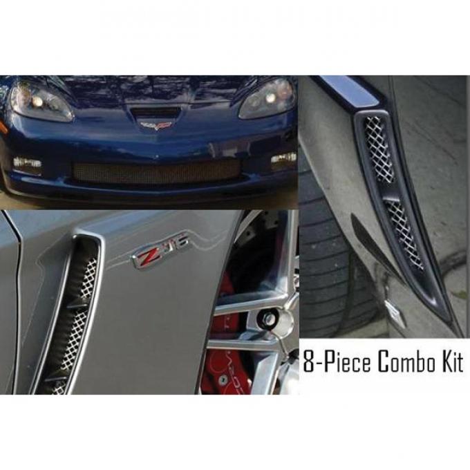 Corvette C6 Z06 Custom RaceMesh® 8-Piece Grille Combo Kit, 2006-2013