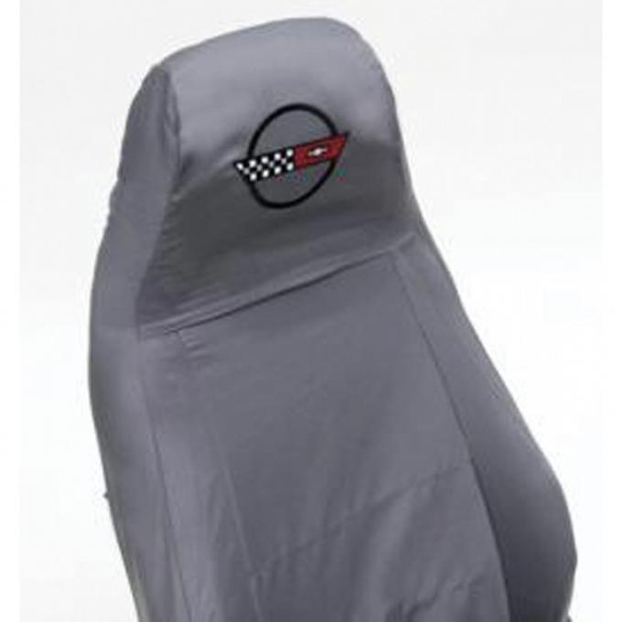 Corvette Seat Slip Covers, Tan, With Embroidered C4 Logo, 1984-1988