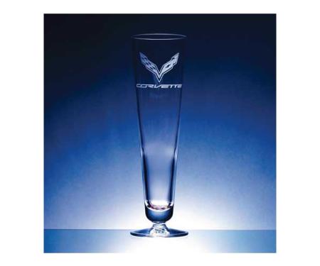 Corvette Crystal Large Elegante Pilsner Glass Set Of Four by Luigi Bormioli for C7 Corvettes - 17 Ounce
