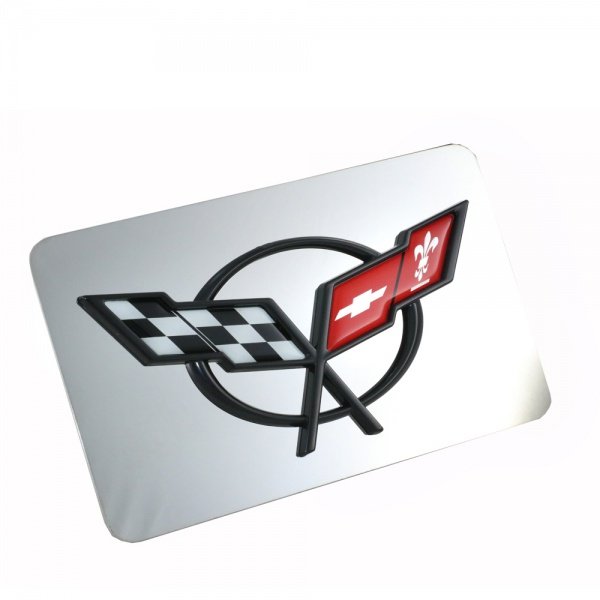 Corvette Exhaust Plate, with C5 Emblem Stainless Steel, 19972004