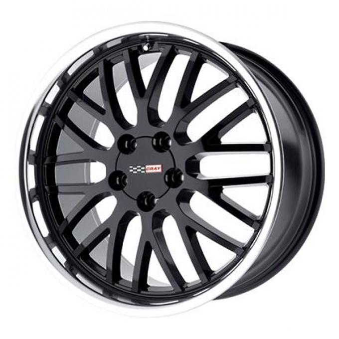 Corvette Cray Manta 19x9 Gloss Black With Mirror Cut Lip, 1-Piece Wheel, 1984-2013