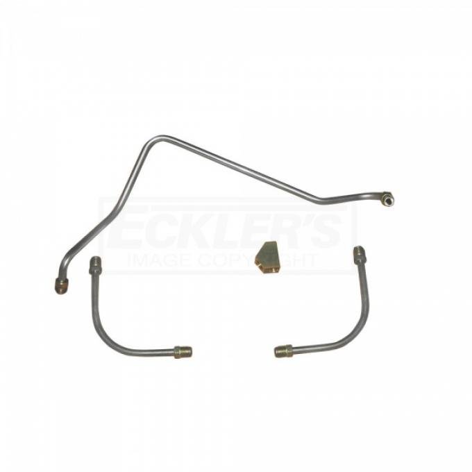 Corvette Fuel Pump Lines To Carburetor, LT-1, Three Line, One Y-Block, Stainless Steel 1970-1972