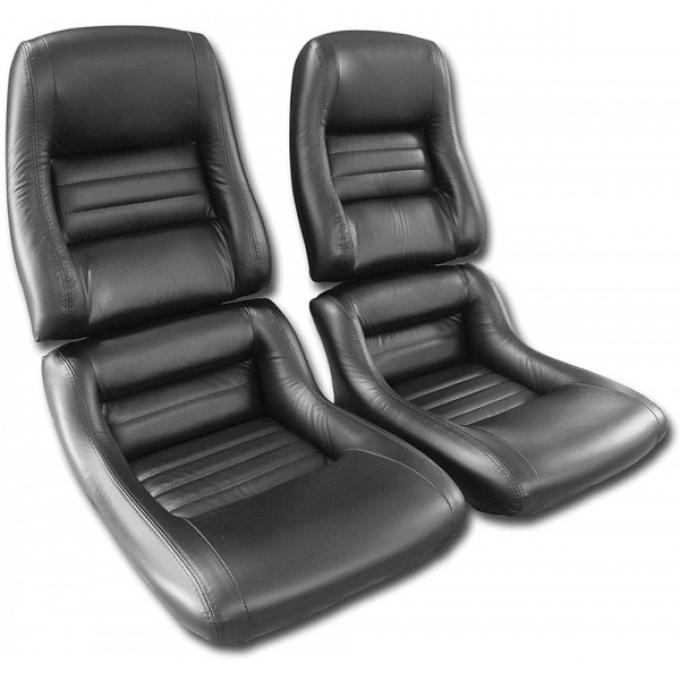 CA 1979-1982 Chevrolet Corvette Mounted Driver Leather Seat Covers 100% Leather 2 Bolster 485020 | 59-96 Black