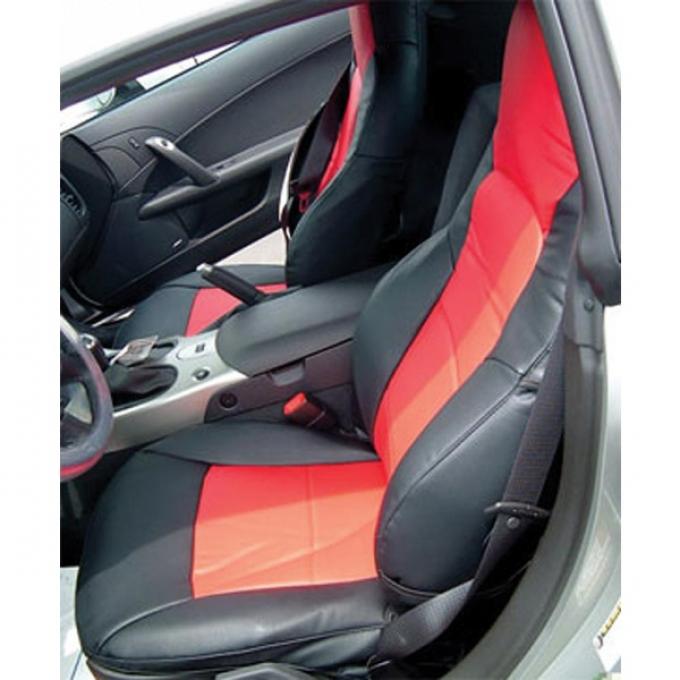 Corvette Seat Covers, Sport, 100% Leather, Two-Tone, 2007-2011 | Ebony/Cashmere