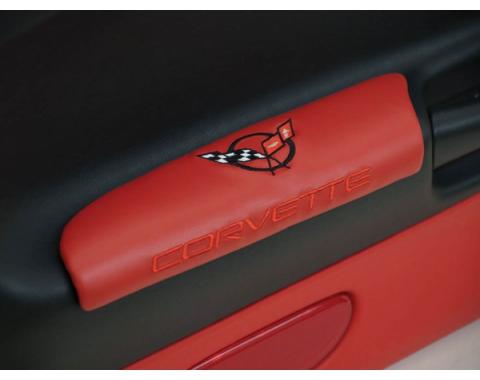 CA 1997-2004 Chevrolet Corvette Leather Armrest Pads with C5 Logo