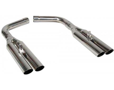 Corvette Quad Power Mufflers, Stainless Steel, Quad Round Style Tips, 1984-1991