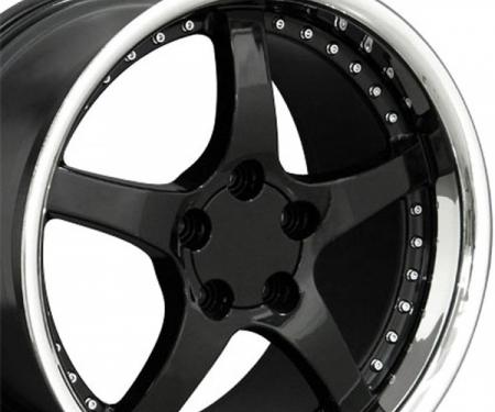 Corvette 18 X 10.5 C5 Style Deep Dish Reproduction Wheel, Black With Rivets, 1988-2004