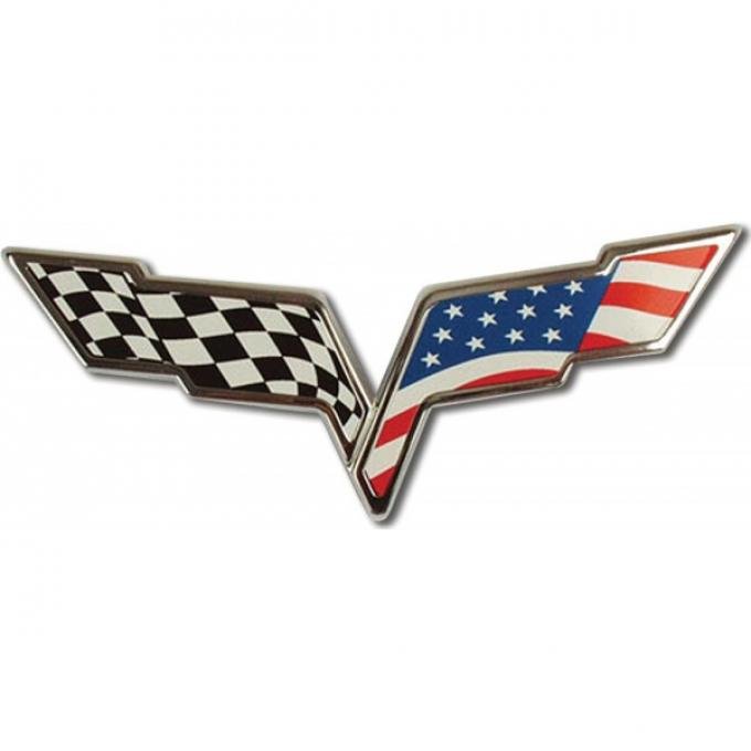 Corvette Emblem Decal, Front Or Rear Overlay, Flag, 2005-2013