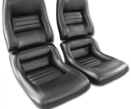 CA 1979-1982 Chevrolet Corvette Mounted Driver Leather Seat Covers Leather/Vinyl 2" Bolster 481420 | 59-96 Black