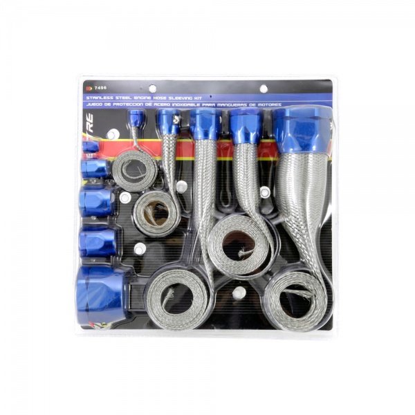 Corvette Hose Cover Kit, Universal, Stainless Steel, With Blue Clamps