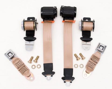 Seatbelt Solutions 1974-1975 Chevrolet Corvette Convertible OE Style Standard Dual Retractable Lap and Shoulder Belts COS7475D3008 | Medium Saddle