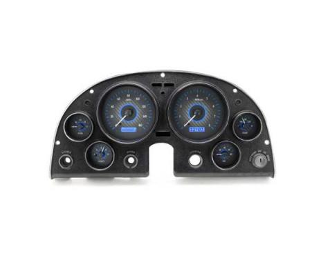 Corvette C2 VHX Series Digital Dash With Satin Alloy Style Face And Blue Display, 1963-1967