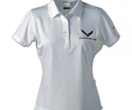Corvette C7 Ladies Nike Dri Fit Polo, White