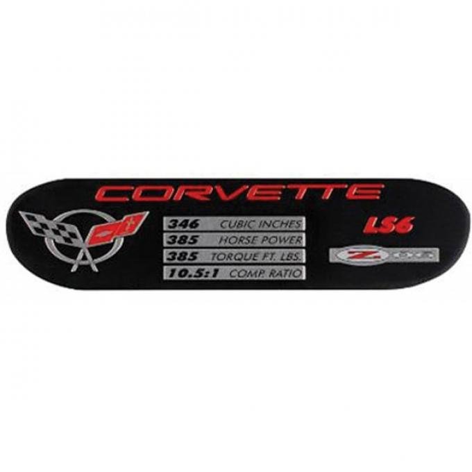 Corvette Data Spec Plate, Z06, 2001