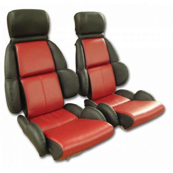 Corvette Seat Covers, Two Tone Leather, Mounted On Foam, Standard, 1984-1996