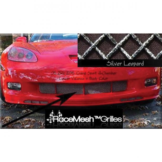 Corvette C6 Grand Sport Custom Body Colored Matched RaceMesh® Front Lower 4-Chamber Valance Grille W/ Silver LeopardMe