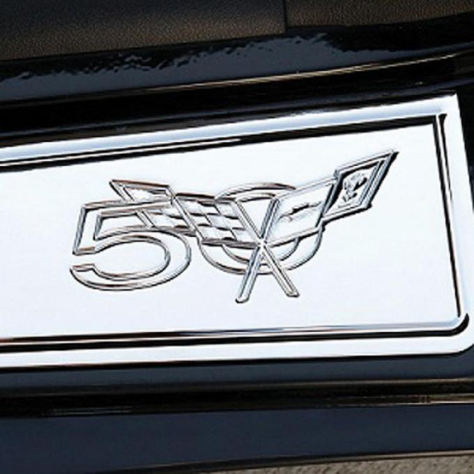 Corvette Sill Plates, Door, 50th Anniversary Logo, Chrome Plated Billet Aluminum, 1997-2004