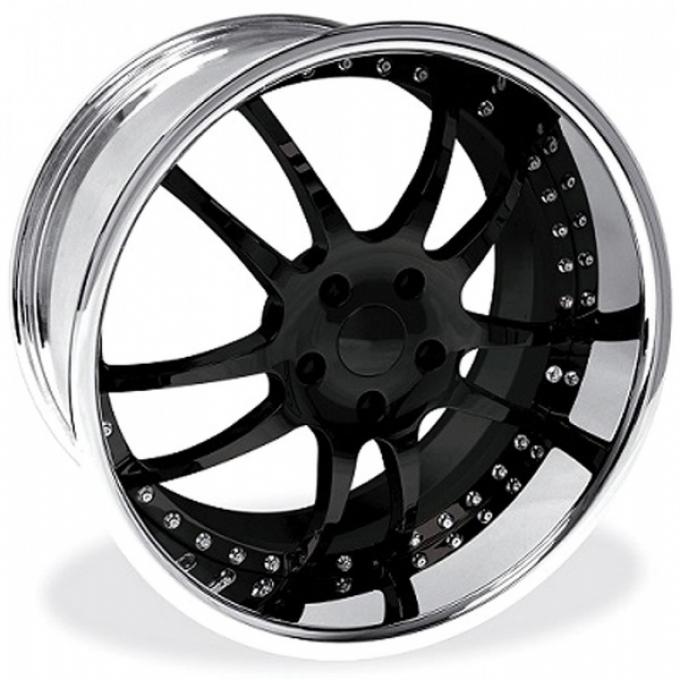 Corvette Wheel Package, Z06/ZR1/Grand Sport, Custom Black, Chrome Lip, 19x9.5" Front, 20x12" Rear, 2006-2013