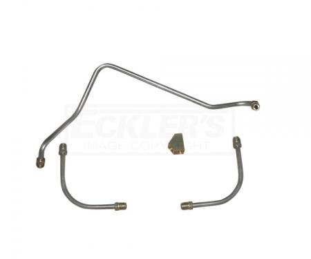 Corvette Fuel Pump Lines To Carburetor, LT-1, Three Line, One Y-Block, Stainless Steel 1970-1972