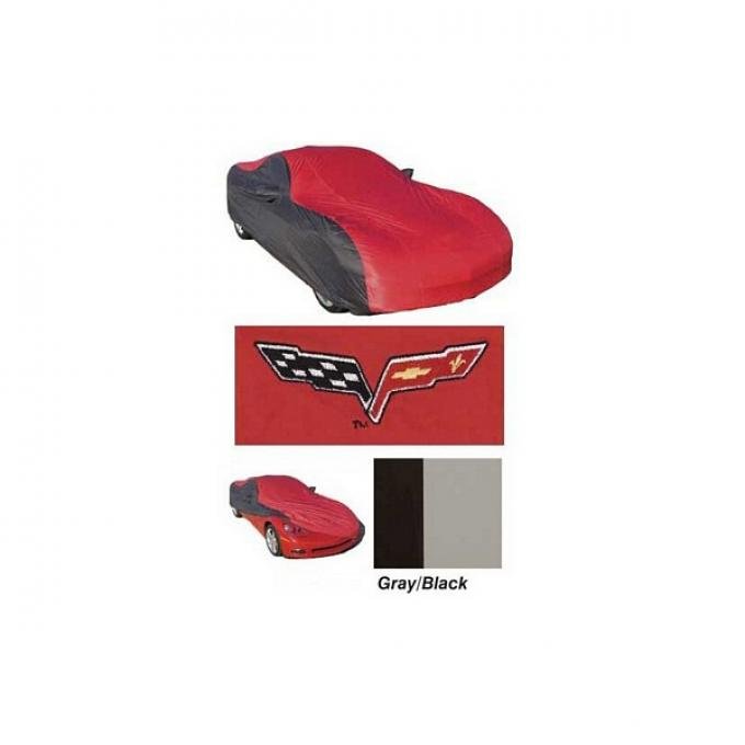 Corvette Car Cover, CoverKing, Two-Tone Stormproof&trade;, WithC6 Logo, Convertible, Gray/Black, 2005-2013