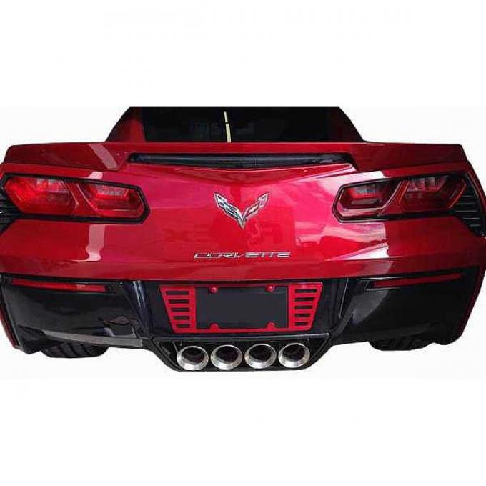 Corvette Painted Body Color Rear Louvered Style License Plate Frame Kit, 2014-2017