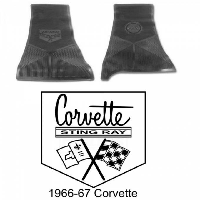 Legendary Auto Interiors Ltd Rubber Floor Mats, With C2 Logo| 25-13661 Corvette 1966-1967