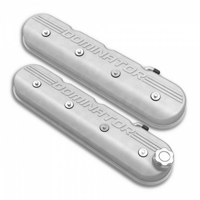 Holley Aluminum Tall LS Valve Covers, "Dominator" Natural Cast | 241-118 1997-2013