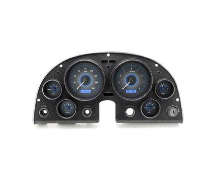 Corvette C2 VHX Series Digital Dash With Satin Alloy Style Face And Blue Display, 1963-1967