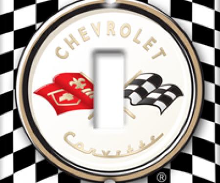 Checkered Flag Logo Corvette Switchplate