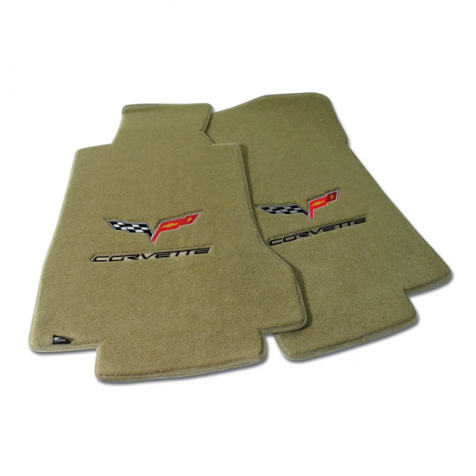 Corvette Mats, Cashmere with C6 Logo & Script, 2005-2007 Early