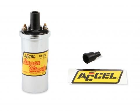 Accel Ignition Coil, Chrome, 42000v 1.4 Ohm Primary, Points, Good Up to 6500 RPM 8140C